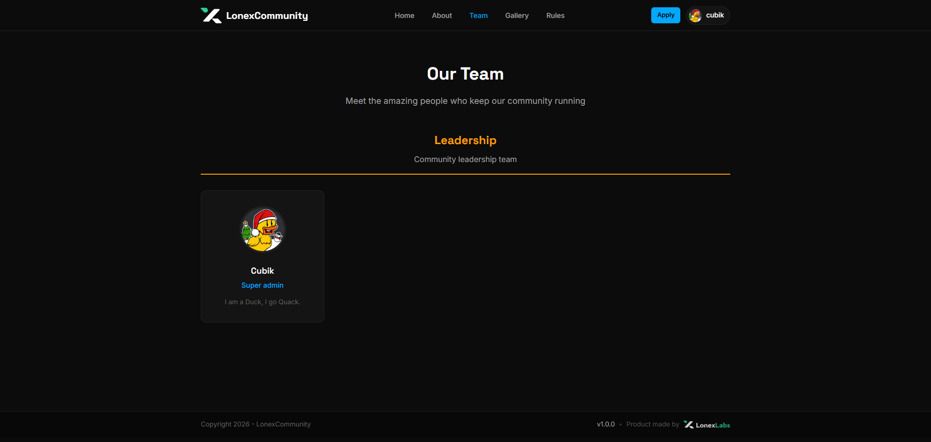 Team Page