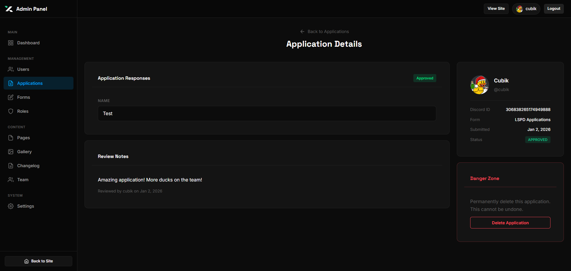 Manage Applications